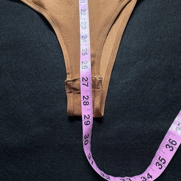 Gimmicks BKE Women Crochet Knit Bodysuit Short Sleeve Snap Bottom Sz M Orange - Picture 14 of 14